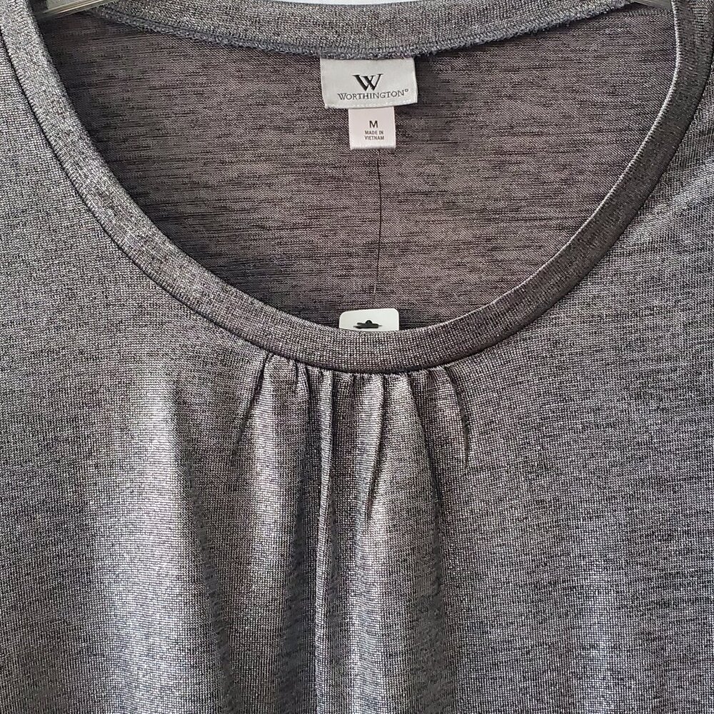 SALE! Worthington Silver Shell Cap Sleeve top size: M  NWT!! - Picture 9 of 9